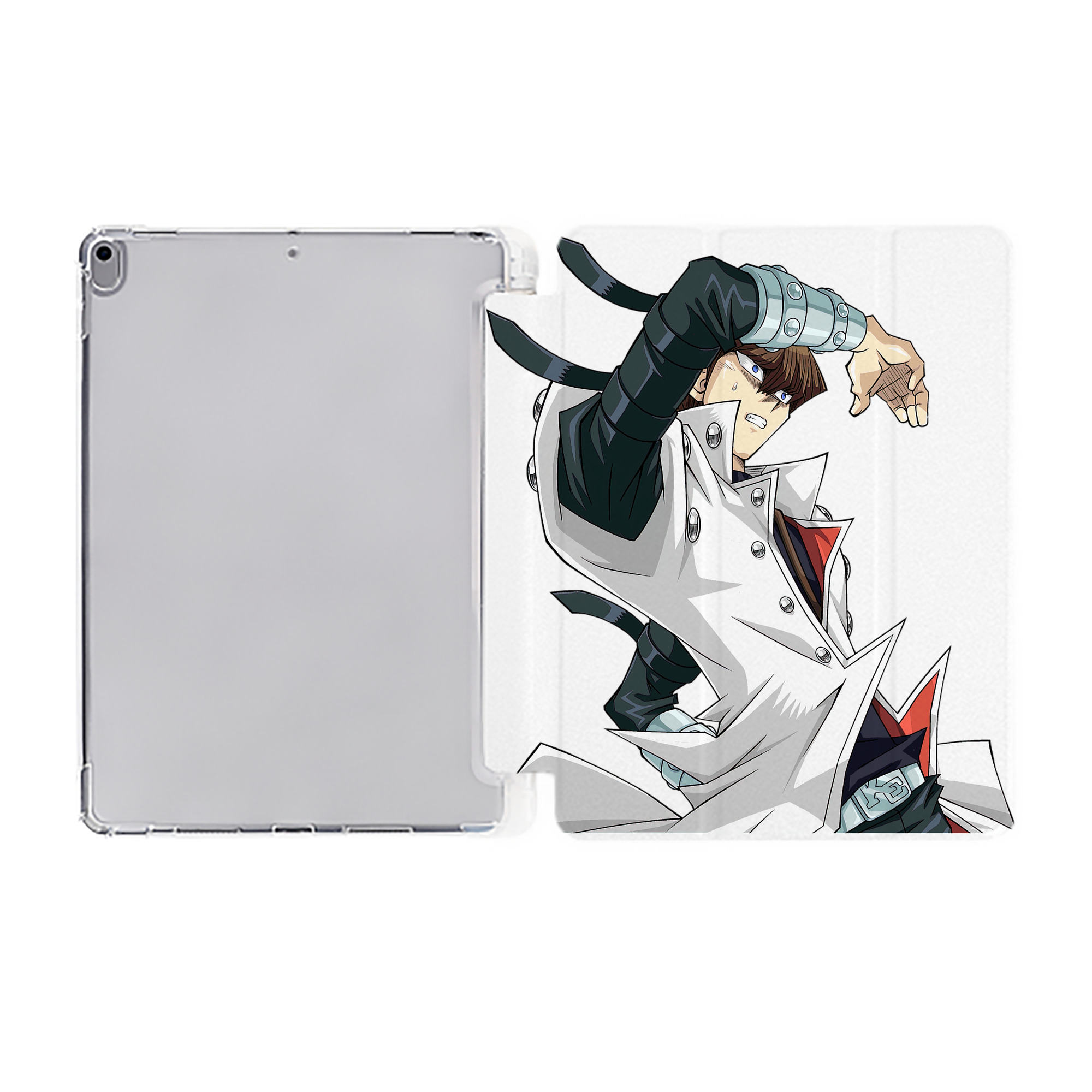 （画像用） 遊☆戯☆王 Yu-Gi-Oh! IPad ケース ペン収納付き 三つ折りスタンド PUレザー×シリコン 対応機種9.5/10.5/10.9インチ